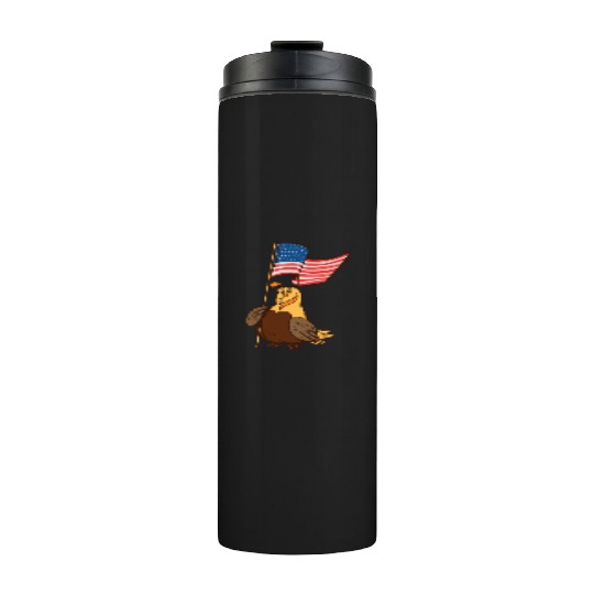 US Quail patriot with banner cute cartoon quail Thermal Tumblers