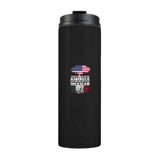 American with mexican roots usa design Thermal Tumblers
