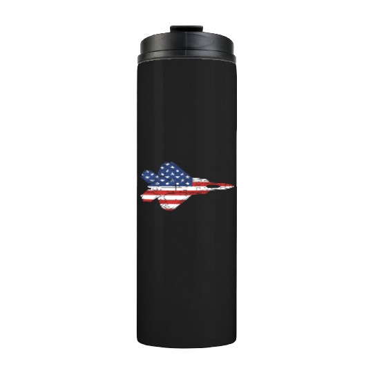 F-22 Raptor Fighter Jet Airplane American Flag F22 Thermal Tumblers