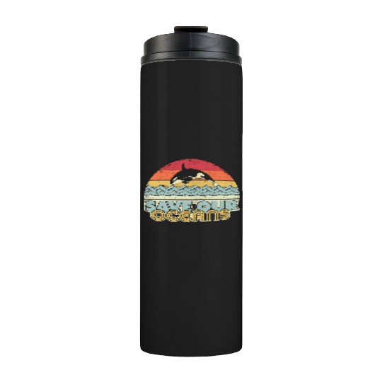 Save Our Oceans Orca Whale Retro Climate Change Thermal Tumblers