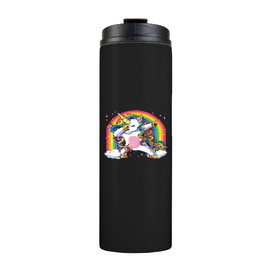 Dabbing Unicorn Rainbow Girls Kids Dab Unicorn Thermal Tumblers