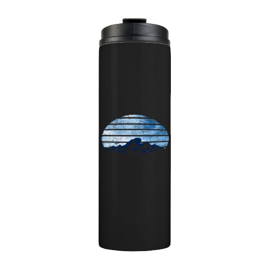 blue Retro Vintage With abstract mountain Thermal Tumblers