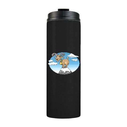 Mountain goat peaks with snow cartoon Thermal Tumblers