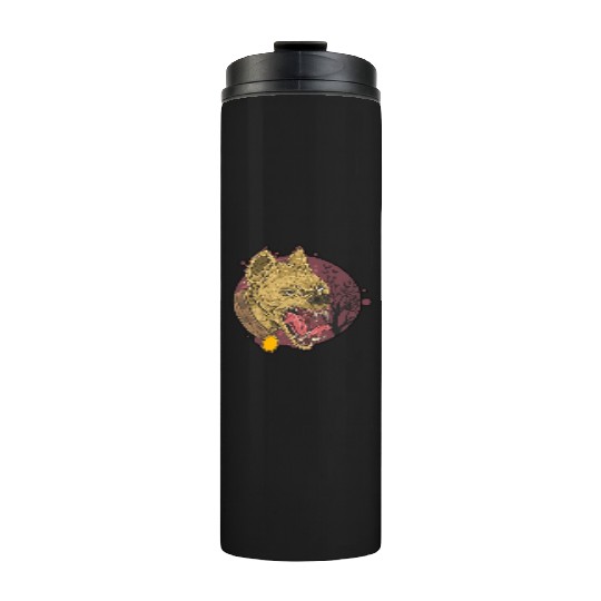 wild hyena angry face head Thermal Tumblers