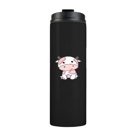 Strawberry Cow Cute Pink Strawberry Cow Kawaii Thermal Tumblers