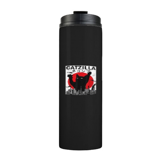 Vintage Catzilla Japanese Sunset Style Thermal Tumblers