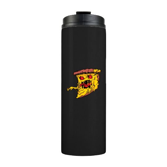 Scary Pizza Pizza scary horror cool graphic design Thermal Tumblers
