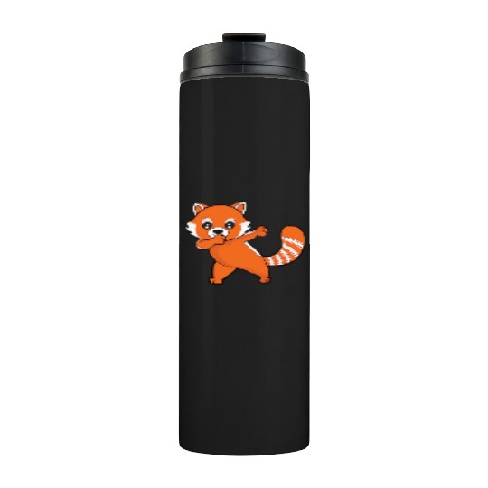 Dabbing Red Panda Cherry Blossoms Bamboo Thermal Tumblers