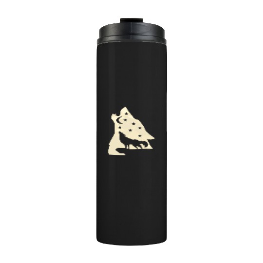 Wolf silhouette howling wolf moonlight Thermal Tumblers