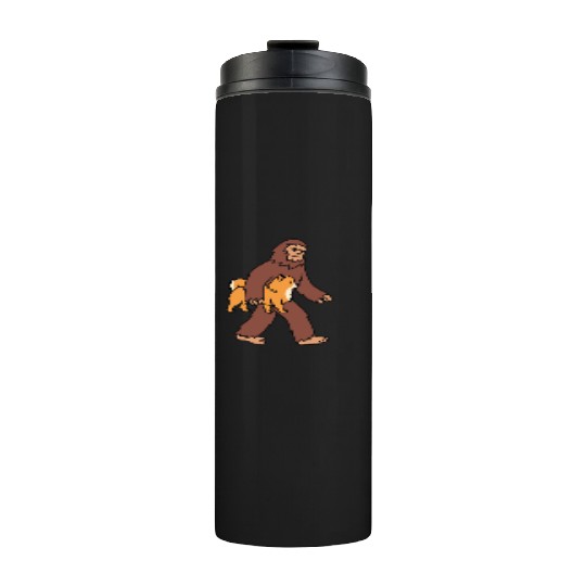 Bigfoot Sasquatch Walking Pomeranian Thermal Tumblers