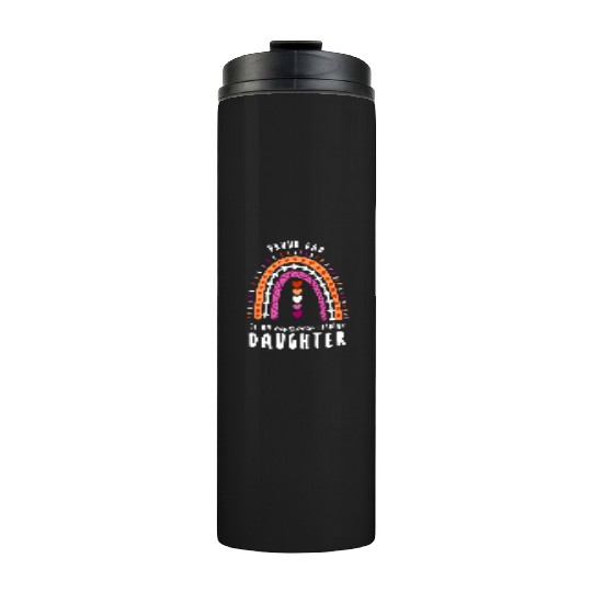 Proud Dad Lesbian Daughter Rainbow Thermal Tumblers