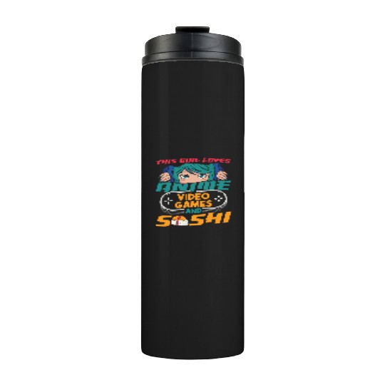 This Girl Loves Anime And Sushi Lover Japan Thermal Tumblers