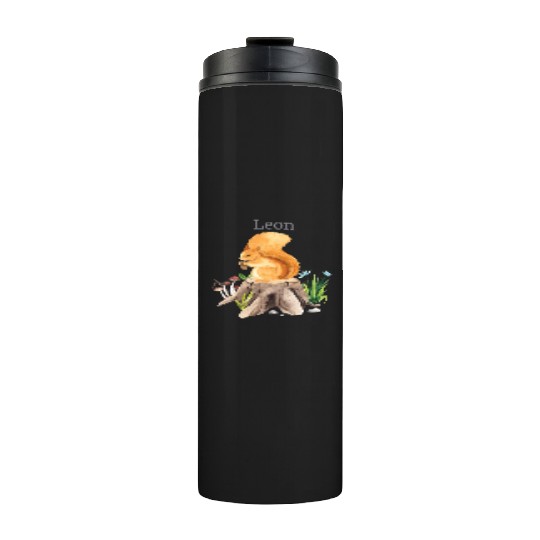 Forest Animal Squirrel Flowers Name Leon Thermal Tumblers