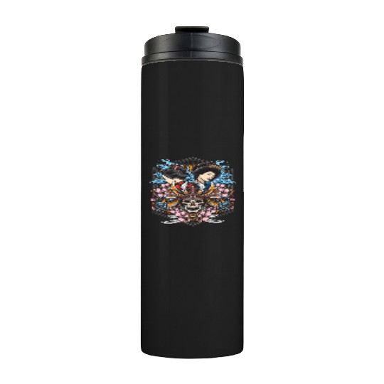 skull samurai with geisha Thermal Tumblers