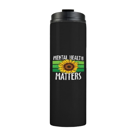 Mental Health Matters Green Sunflower Thermal Tumblers