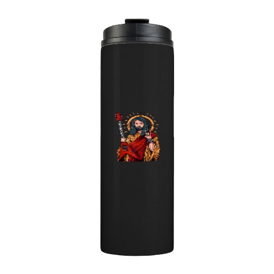 Jesus Playing Heavy Metal Guitar Thermal Tumblers