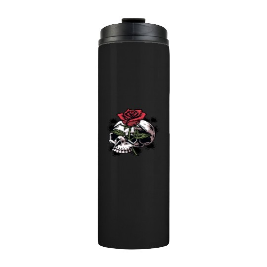 Bullets and Skull Roses Aesthetic Dripping Pattern Thermal Tumblers