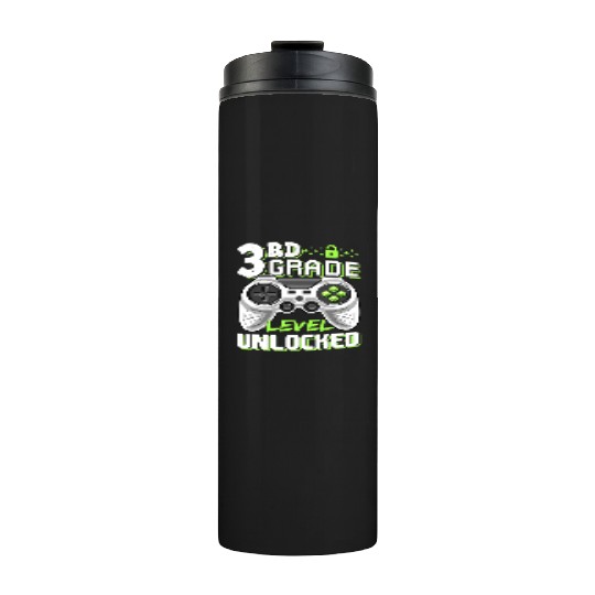 3rd Grade Level Unlocked Video Game Back to School Thermal Tumblers