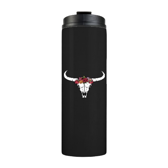 Floral bull skull Thermal Tumblers