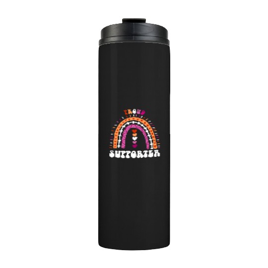 Proud Supporter Lesbian Pride Boho Rainbow Thermal Tumblers
