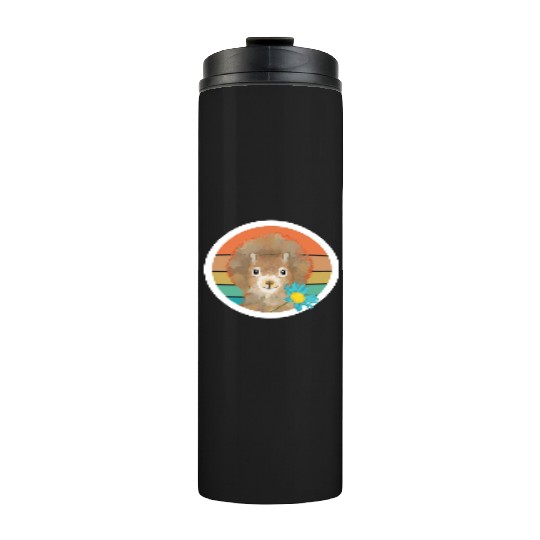 Retro Vintage Squirrel With Flower Thermal Tumblers