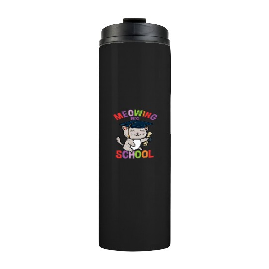 Moewing Into School Cat Back To School Thermal Tumblers