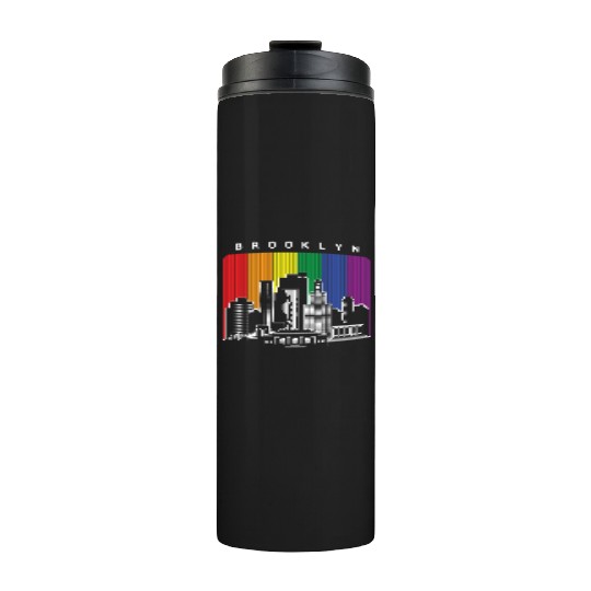Brooklyn New York Skyline Rainbow Flag Thermal Tumblers