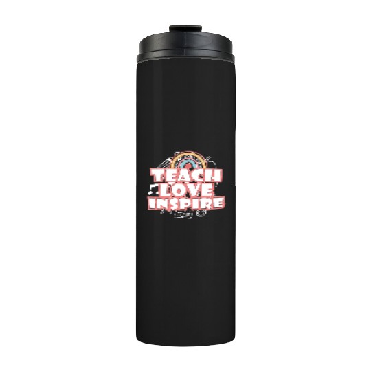 Back To School Teach Love Inspire Retro Teachers Thermal Tumblers