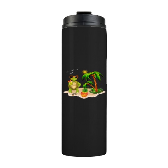 Summer Turtle With Pineapple Thermal Tumblers