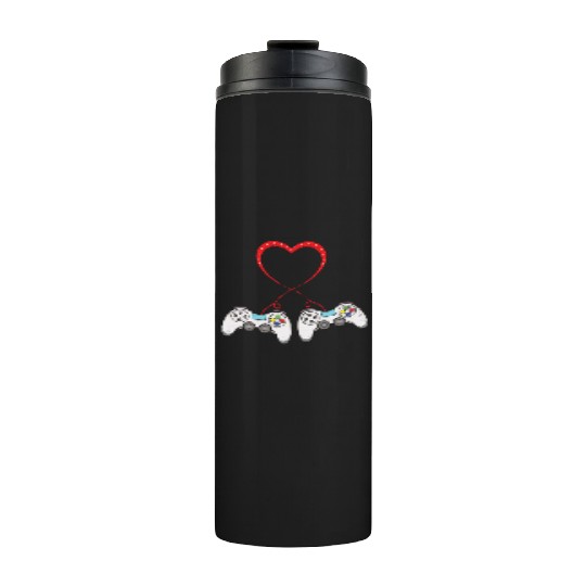 Love Controller Play Video Game Heart Gamer Gaming Thermal Tumblers
