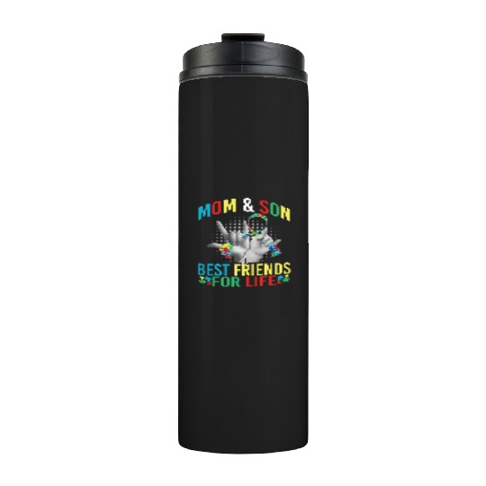 Mom And Son Best Friends For Life Autism Awareness Thermal Tumblers