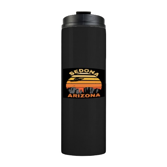 Sedona Arizonna Retro Sunset and UFO Thermal Tumblers