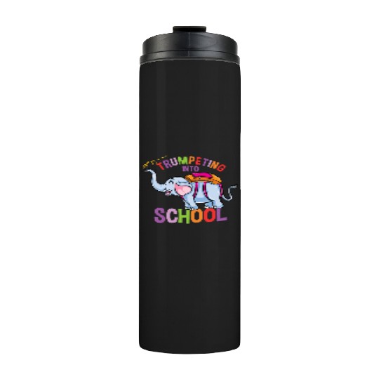 Back To School Elephant Trumpeting Into School Thermal Tumblers