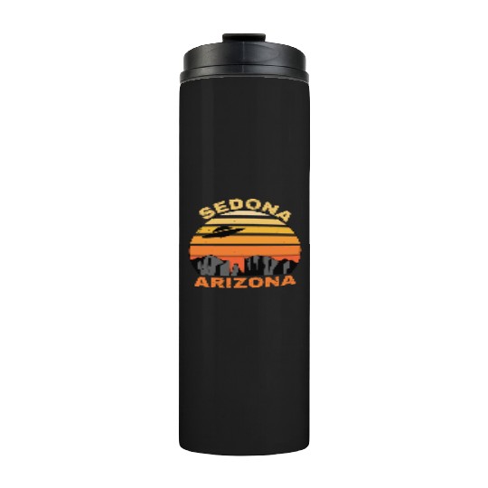 Sedona Arizonna Retro Sunset and UFO Thermal Tumblers