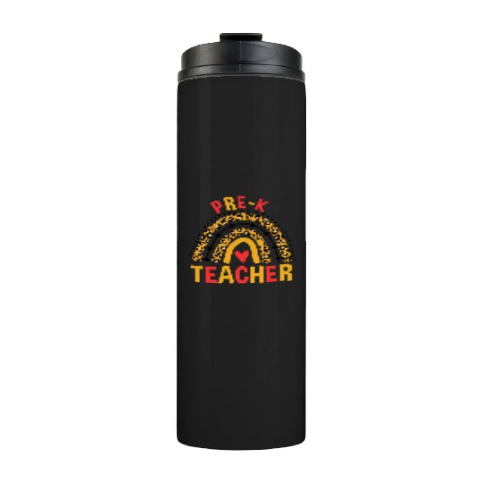 Back To School Leopard Pre-K Teacher Rainbow Thermal Tumblers