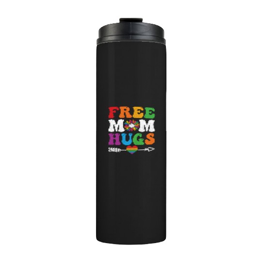 Free Mom Hugs Thermal Tumblers Sunflower Rainbow Heart LGBT