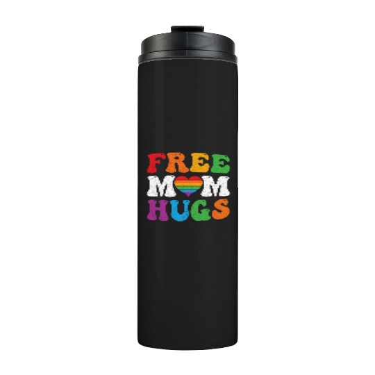 Free Mom Hugs Pride Thermal Tumblers Rainbow Heart LGBT Pride