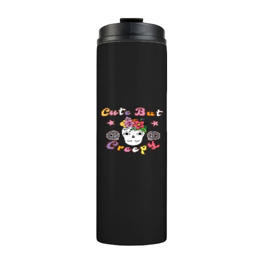 Cute But Creepy Funny Floral Skull Design For Kid Thermal Tumblers