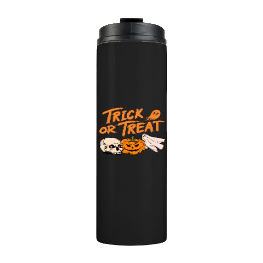 Halloween scary pumpkin head, skull and ghost Thermal Tumblers