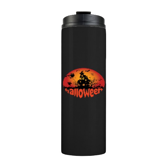Halloween Scary Night Witch House Thermal Tumblers