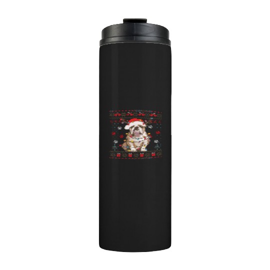 English Bulldog Christmas Lights Santa Dog Lover U Thermal Tumblers