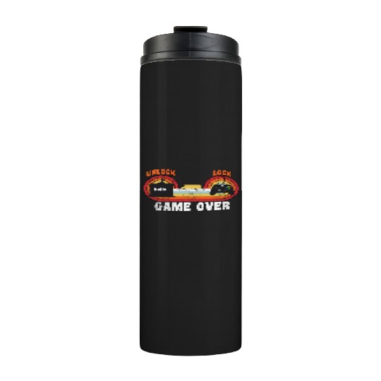 Back to School games over retro vintage Thermal Tumblers