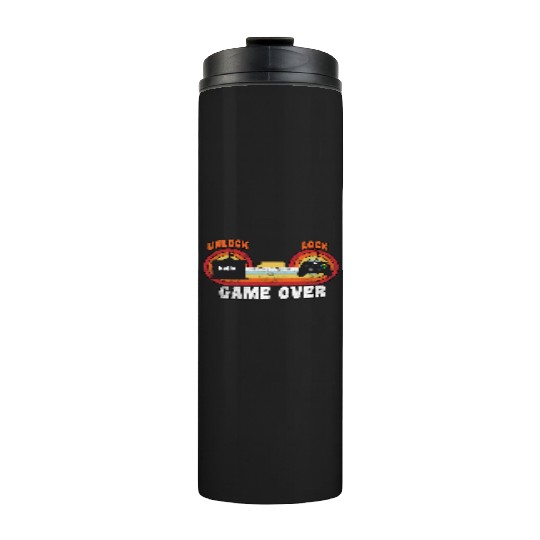 Back to School games over retro vintage Thermal Tumblers