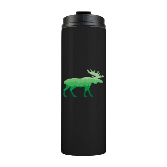 Moose and Mountain Biker (Green) Thermal Tumblers