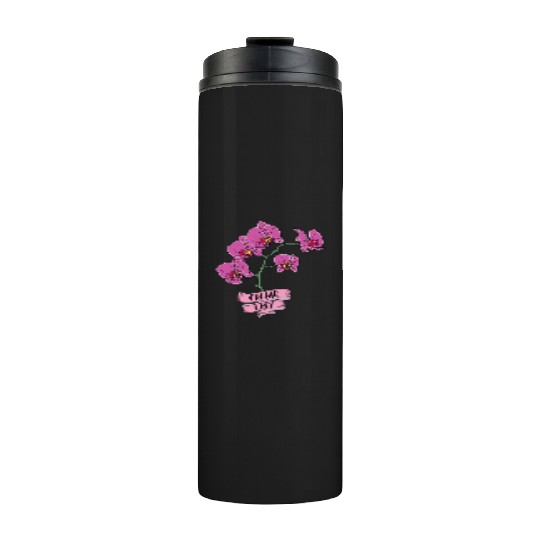 Orchid Plant Lady Cartoon Thermal Tumblers