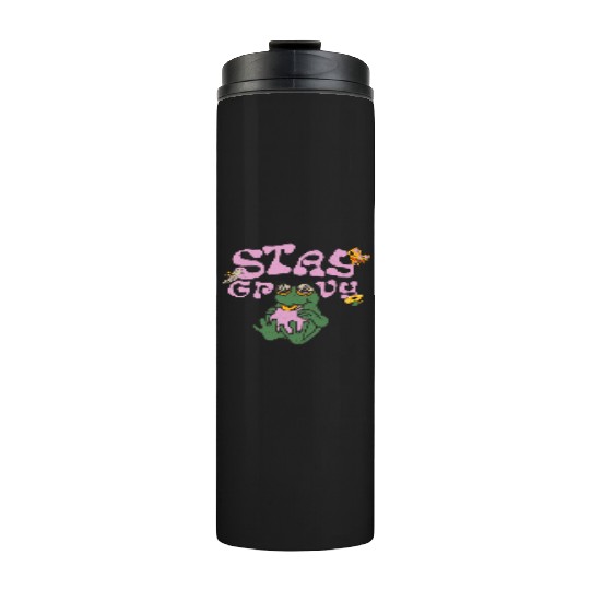 Stay Grvy - Pink Dark Green Typecentric Thermal Tumblers