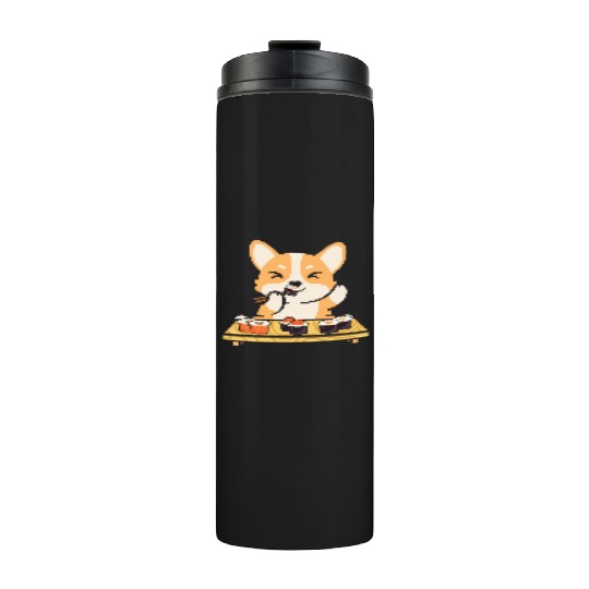 Kawaii Dog Eating Sushi Rolls Thermal Tumblers