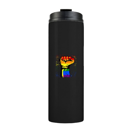 Gay Pride Fist Rainbow Pride Month Thermal Tumblers
