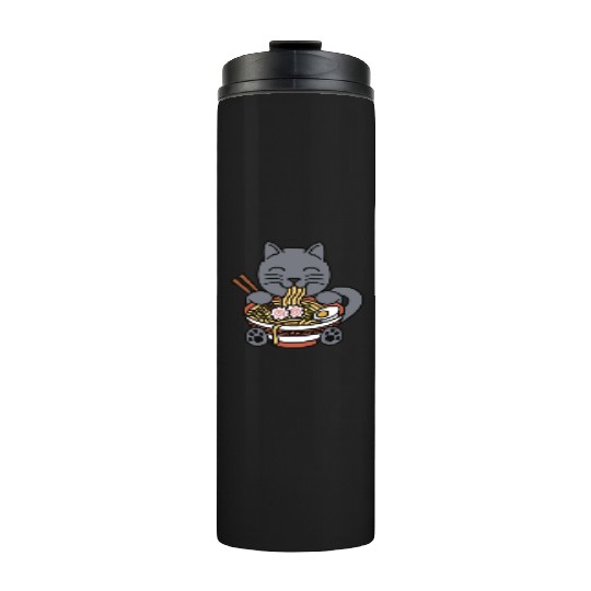 British Shorthair Cat Ramen Noodles Thermal Tumblers