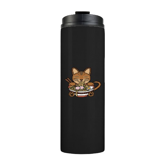 Abyssinian Cat Ramen Noodles Thermal Tumblers